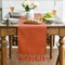 Terracotta Orange Tassel Table Runner, Fall Linen Blend (Black) 13x72 Inch
